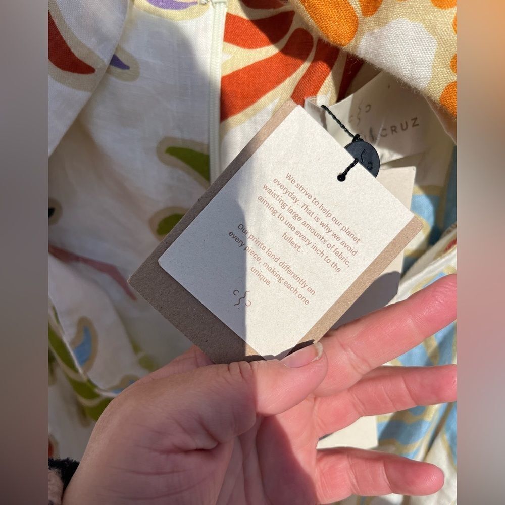 Cala de la Cruz 100% Linen Sunburst Midi Dress - Picture 9 of 14